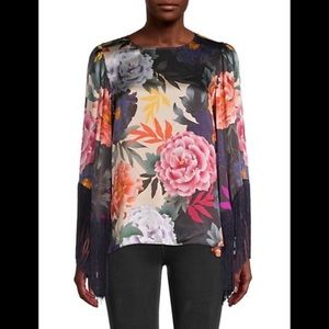 “HOST PICK” Kobi Halperin Silk Floral Fringed Top